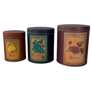 Set of 3 Cottage Garden Series Vintage Tin Canisters